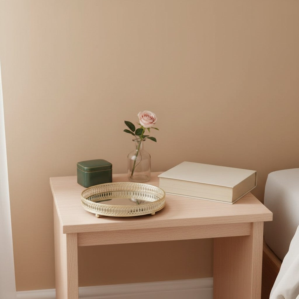 Hearthly gouden sieraden en fruit schaal met spiegel en decoratieve rand, 25cm